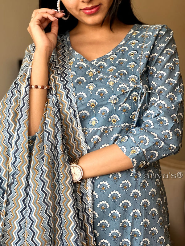 🔷 Azure Charm Cotton Suit Set