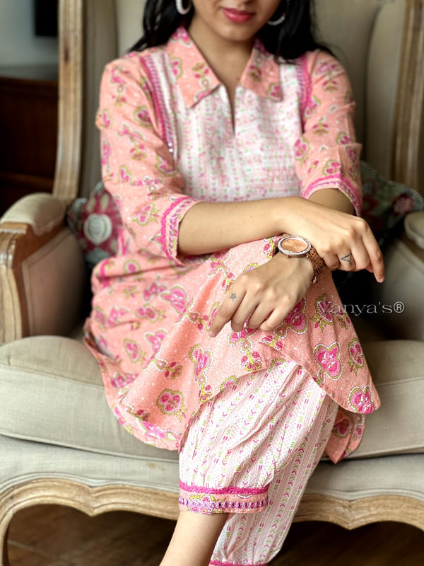 🌸 Nazaakat Buti Kurta Set – Peach & Sky Blue Variants