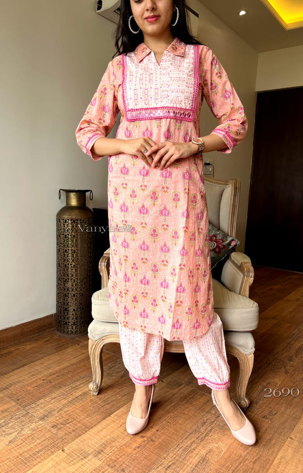🌸 Nazaakat Buti Kurta Set – Peach & Sky Blue Variants