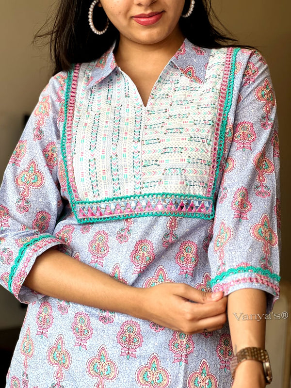 🌸 Nazaakat Buti Kurta Set – Peach & Sky Blue Variants