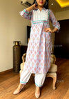 🌸 Nazaakat Buti Kurta Set – Peach & Sky Blue Variants