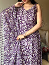 Gulmohar Grape Handblock Suit Set
