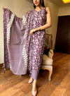 Gulmohar Grape Handblock Suit Set