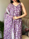 Gulmohar Grape Handblock Suit Set