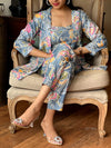 🪷 Elegant Lotus Blue 3-Piece Co-ord Set