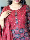 Gulrangi Elegance – Crimson Red Printed Suit Set
