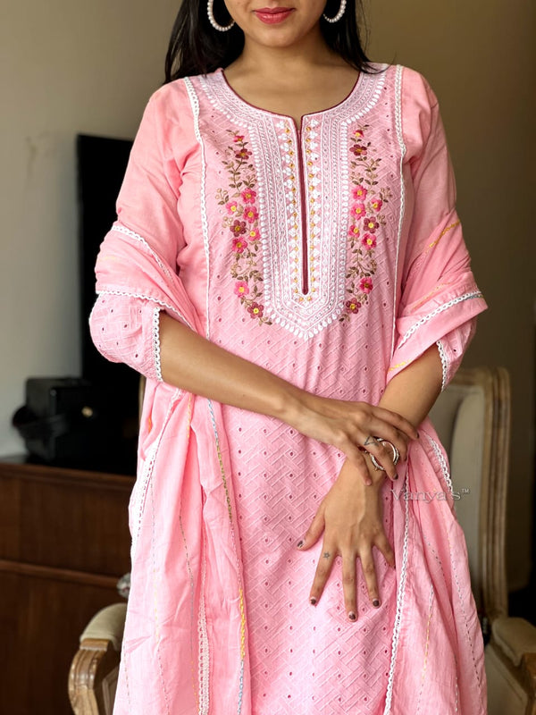 🌸 Blush Grace Handwork Kurta Set