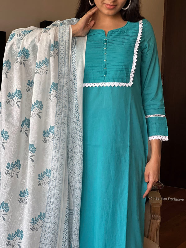 Aqua Charm Cotton Suit Set
