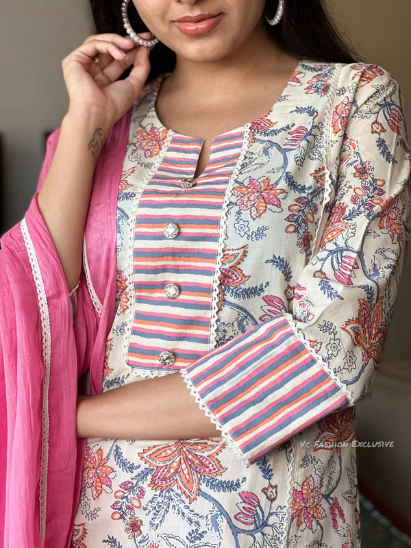 Gulbahaar – Pink Bloom Cotton Kurta Set