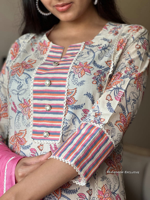 Gulbahaar – Pink Bloom Cotton Kurta Set