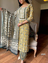 Sunburst Elegance – Yellow Floral Cotton Suit Set