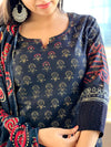 Noir Rust Charm – Black & Red Cotton Kurta Set