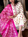Polka Bloom Kurta Set – Ivory & Pink Magic ✨