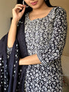 Midnight Garden - Black & White Cotton Kurta Set