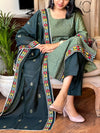 Emerald Elegance Cotton Suit Set