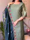 Emerald Elegance Cotton Suit Set
