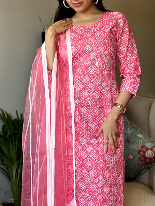 💖 "Gulaabi Grace" Pink Cotton Suit Set