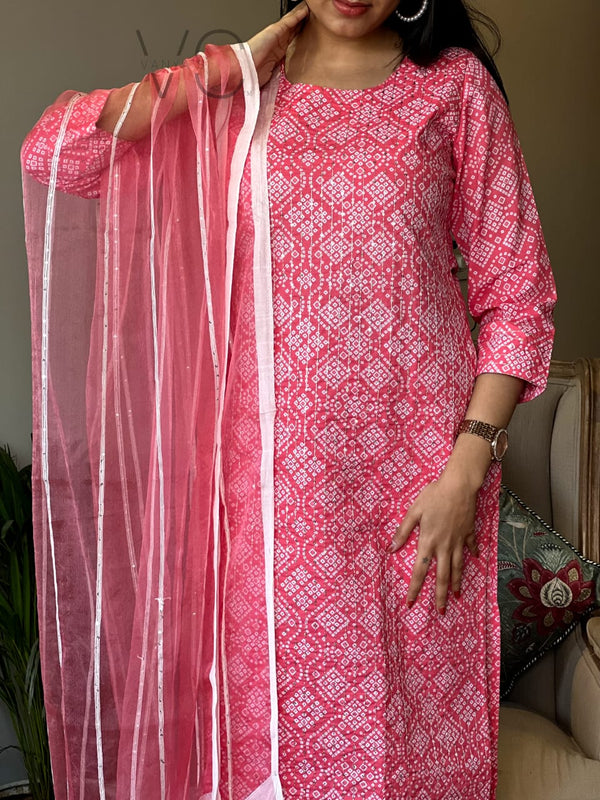 💖 "Gulaabi Grace" Pink Cotton Suit Set
