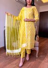 Sunlit Charm – Yellow Cotton Suit Set
