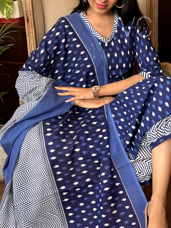 : Indigo Ikat Magic Kurta Set