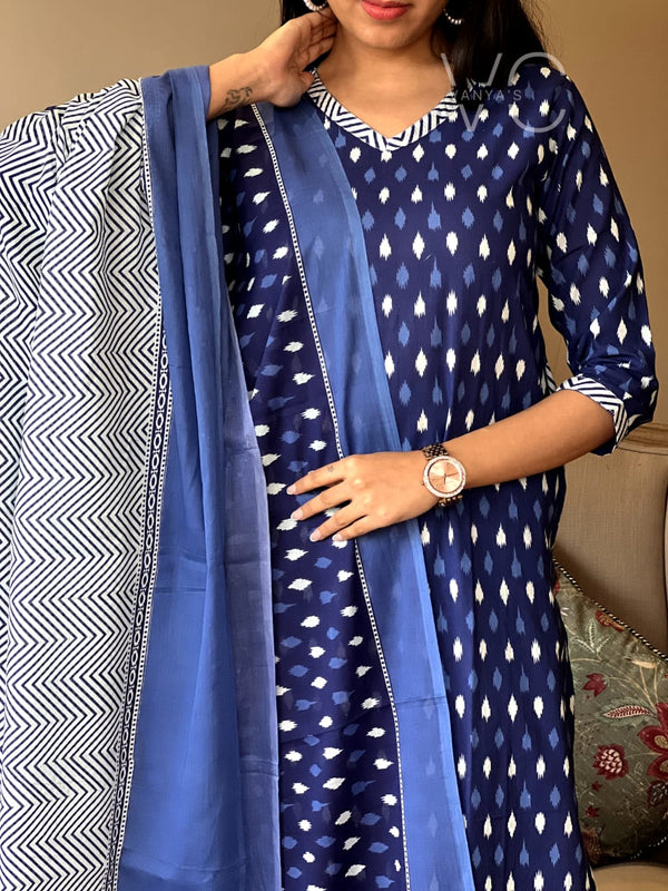 : Indigo Ikat Magic Kurta Set