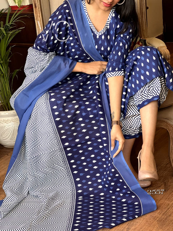 : Indigo Ikat Magic Kurta Set