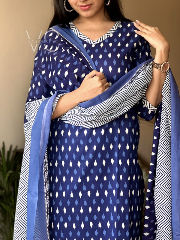 : Indigo Ikat Magic Kurta Set