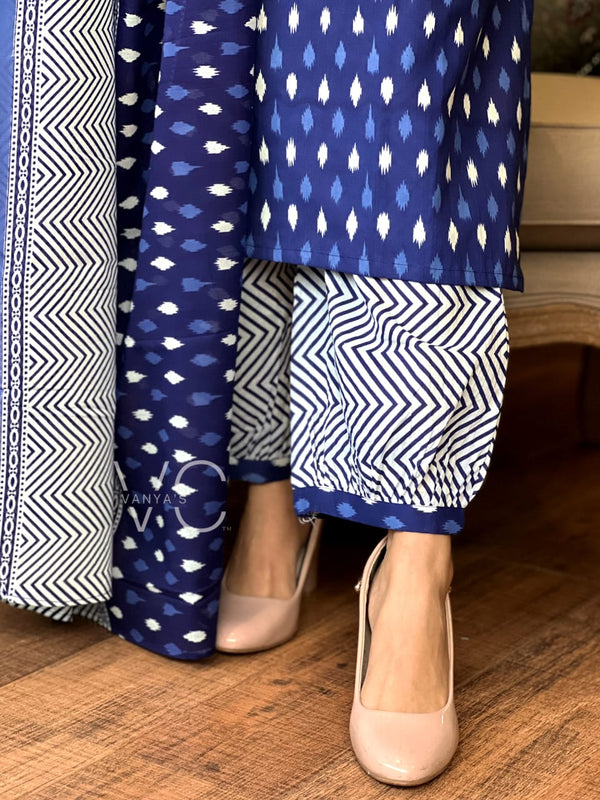 : Indigo Ikat Magic Kurta Set