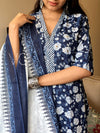 Indigo Bloom Cotton Suit Set
