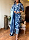 Indigo Bloom Cotton Suit Set
