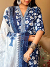 Indigo Bloom Cotton Suit Set