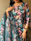 Mystic Bloom – Teal Floral Suit Set
