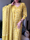 🌼 Sunshine Elegance – Yellow Printed Cotton Suit Set