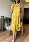 🌼 Sunshine Elegance – Yellow Printed Cotton Suit Set