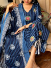 Indigo Blossom Stripe Suit Set