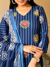 Indigo Blossom Stripe Suit Set