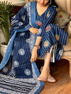 Indigo Blossom Stripe Suit Set