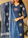 Indigo Blossom Stripe Suit Set
