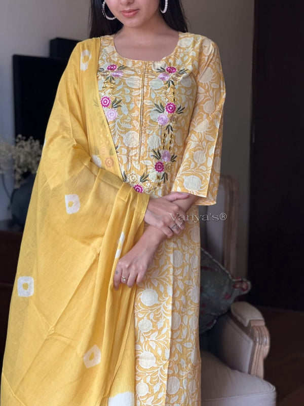 🌼 Sunshine Bloom Printed Cotton Suit Set