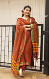 🌟 Terracotta Grace – Narayanpet Cotton Pattu
