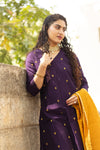 ✨Kashvi Premium Raw Banarasi Silk Zari Buti Suit Set-with mul lining