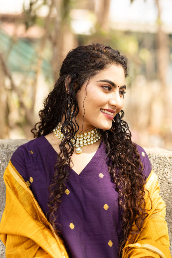✨Kashvi Premium Raw Banarasi Silk Zari Buti Suit Set-with mul lining