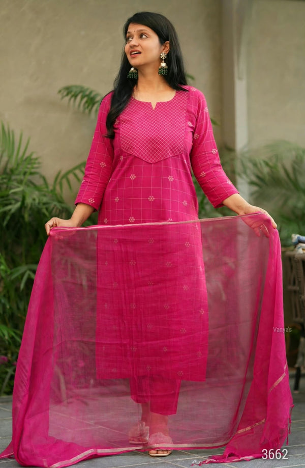 Sutra Pure Handloom Jacquard South Cotton Suit Set