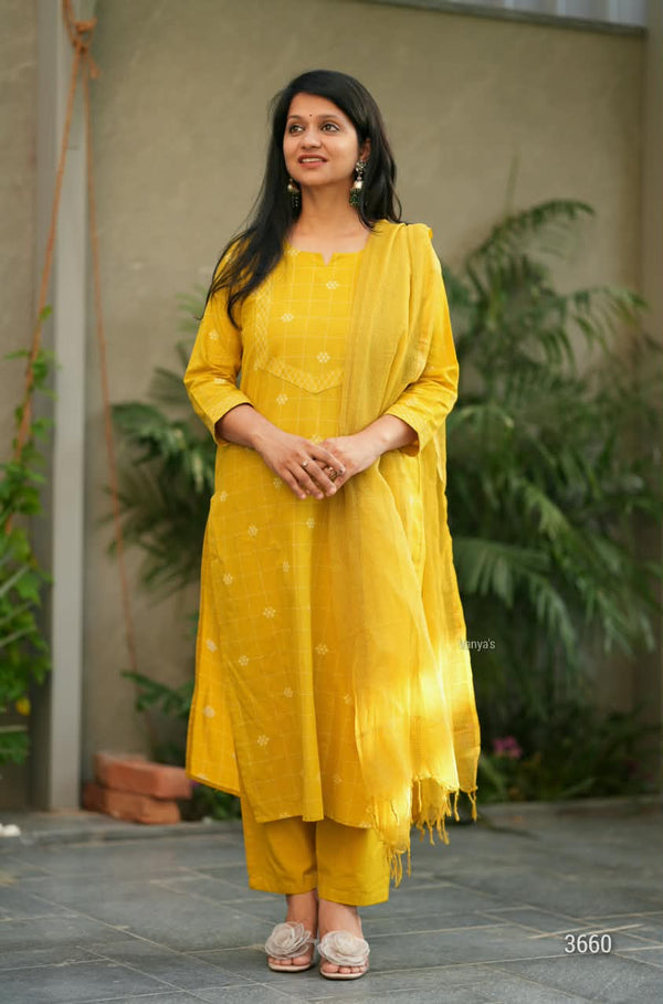 Sutra Pure Handloom Jacquard South Cotton Suit Set