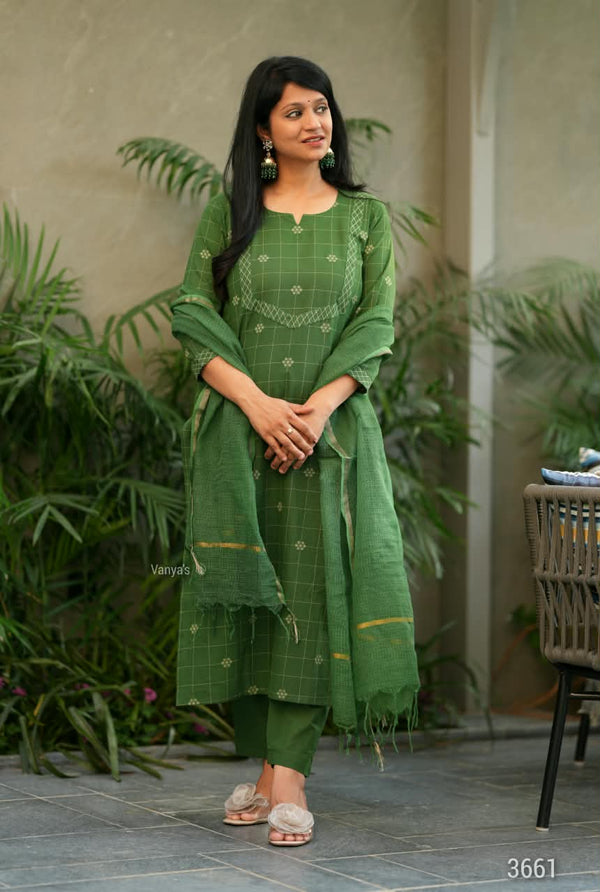 Sutra Pure Handloom Jacquard South Cotton Suit Set