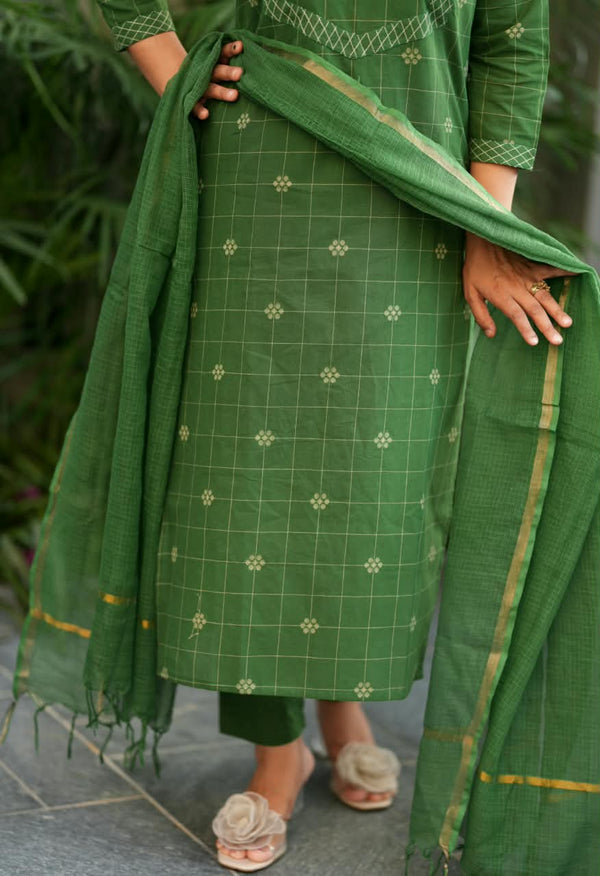 Sutra Pure Handloom Jacquard South Cotton Suit Set