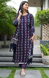 Kashvi Linen Hand BlockPrinted Suit Set with lining