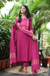 Dharini Chettinad Handloom Cotton Suit sets-Rust