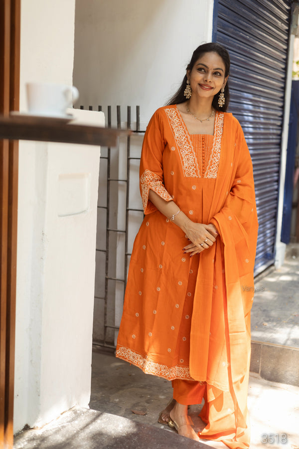 Saanjh Pure Cotton Embroidery Suit Sets- Two colours