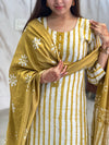 Yellow batik silk suit with lining